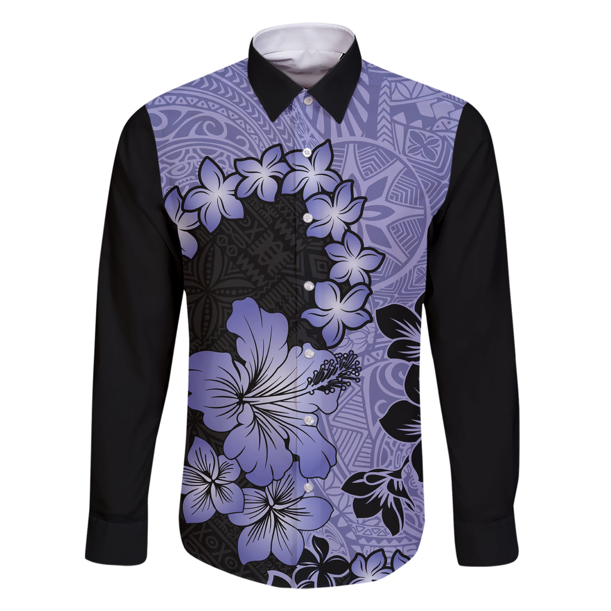 Purple Hawaii Family Matching Short Sleeve Bodycon Dress and Hawaiian Shirt Tapa Cloth Mix Tropical Flowers Pastel Vibes - Wonder Print Shop