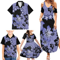 Purple Hawaii Family Matching Summer Maxi Dress and Hawaiian Shirt Tapa Cloth Mix Tropical Flowers Pastel Vibes - Wonder Print Shop