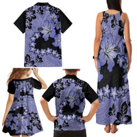 Purple Hawaii Family Matching Tank Maxi Dress and Hawaiian Shirt Tapa Cloth Mix Tropical Flowers Pastel Vibes - Wonder Print Shop
