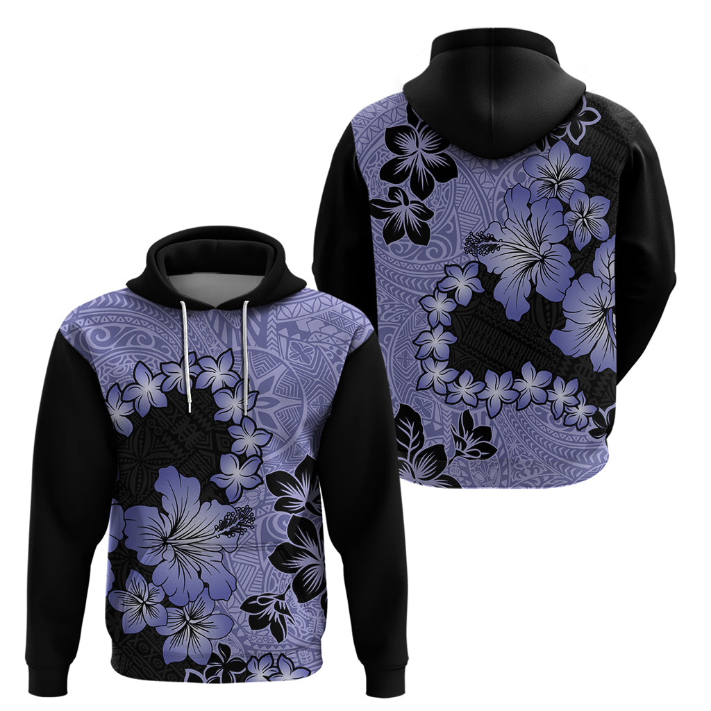 Purple Hawaii Hoodie Tapa Cloth Mix Tropical Flowers Pastel Vibes - Wonder Print Shop