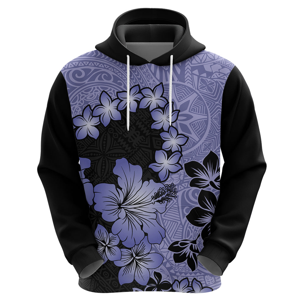 Purple Hawaii Hoodie Tapa Cloth Mix Tropical Flowers Pastel Vibes - Wonder Print Shop