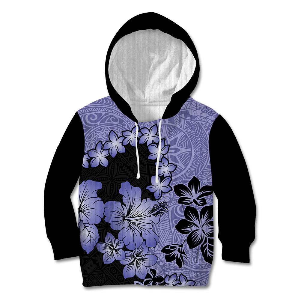 Purple Hawaii Kid Hoodie Tapa Cloth Mix Tropical Flowers Pastel Vibes - Wonder Print Shop