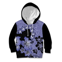 Purple Hawaii Kid Hoodie Tapa Cloth Mix Tropical Flowers Pastel Vibes - Wonder Print Shop