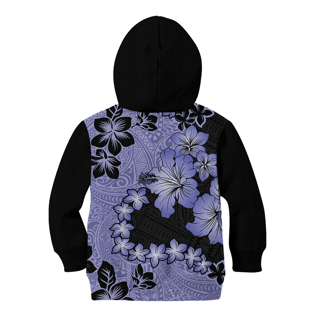 Purple Hawaii Kid Hoodie Tapa Cloth Mix Tropical Flowers Pastel Vibes - Wonder Print Shop