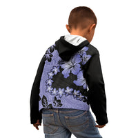 Purple Hawaii Kid Hoodie Tapa Cloth Mix Tropical Flowers Pastel Vibes - Wonder Print Shop
