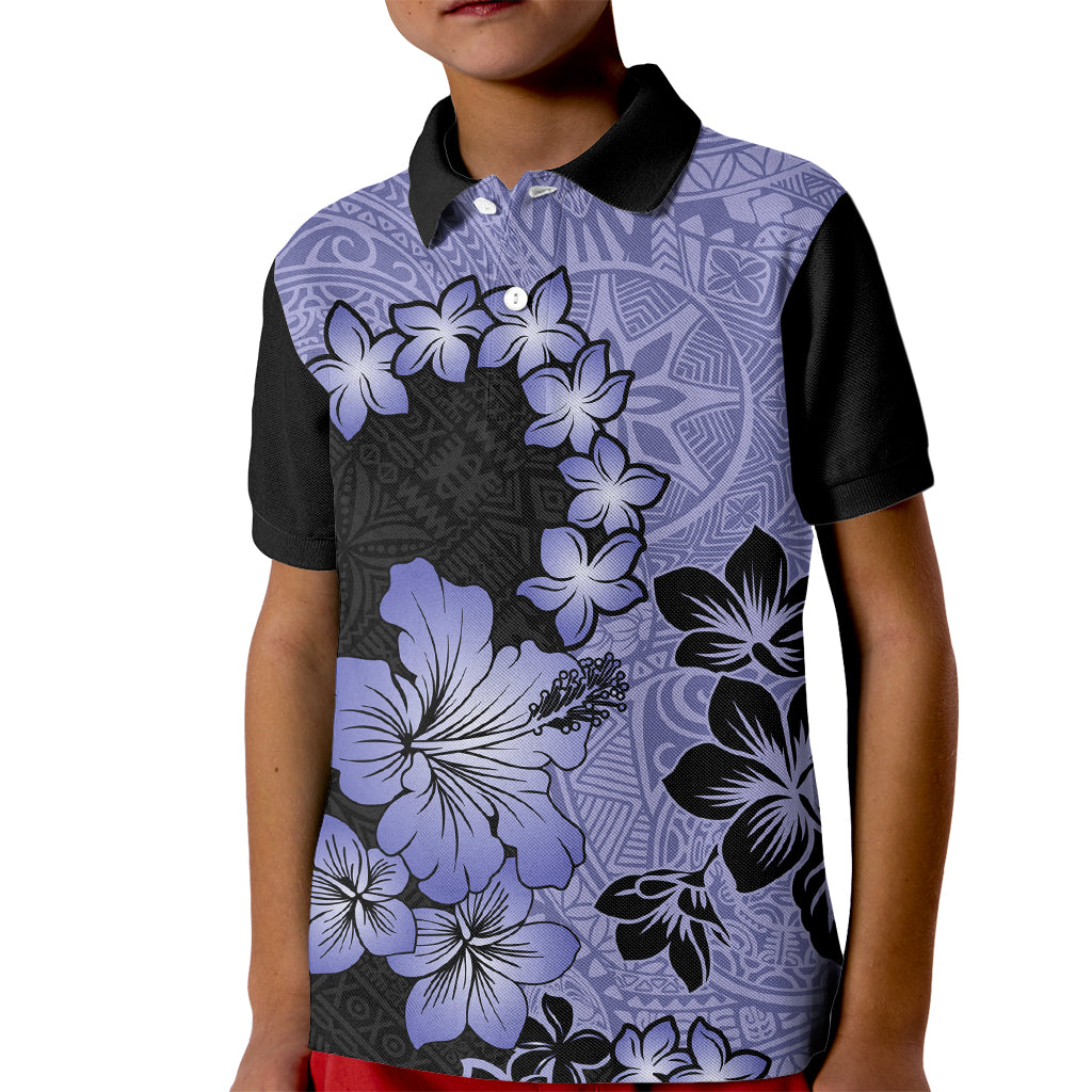 Purple Hawaii Kid Polo Shirt Tapa Cloth Mix Tropical Flowers Pastel Vibes - Wonder Print Shop