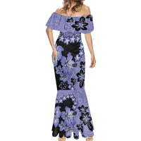 Purple Hawaii Mermaid Dress Tapa Cloth Mix Tropical Flowers Pastel Vibes - Wonder Print Shop