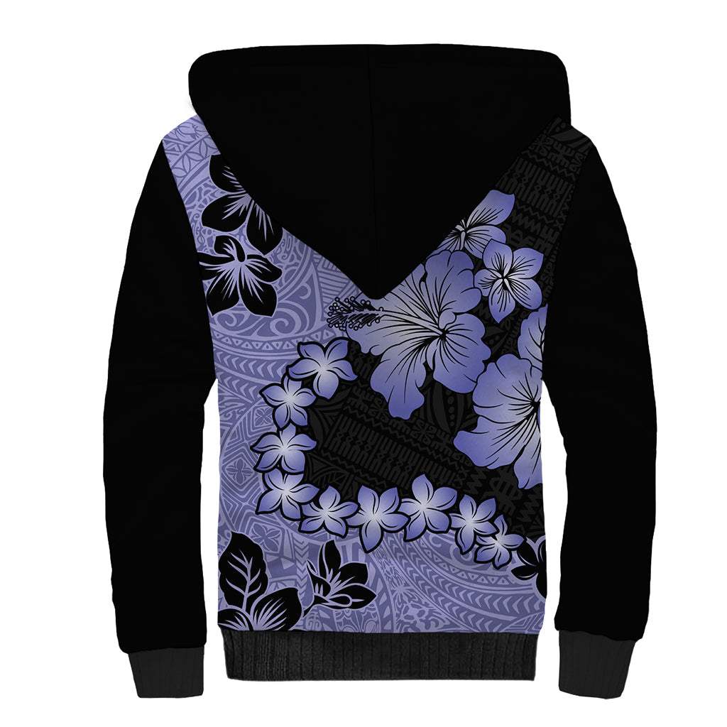 Purple Hawaii Sherpa Hoodie Tapa Cloth Mix Tropical Flowers Pastel Vibes - Wonder Print Shop