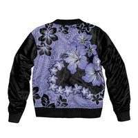 Purple Hawaii Sleeve Zip Bomber Jacket Tapa Cloth Mix Tropical Flowers Pastel Vibes - Wonder Print Shop