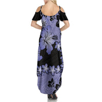 Purple Hawaii Summer Maxi Dress Tapa Cloth Mix Tropical Flowers Pastel Vibes - Wonder Print Shop