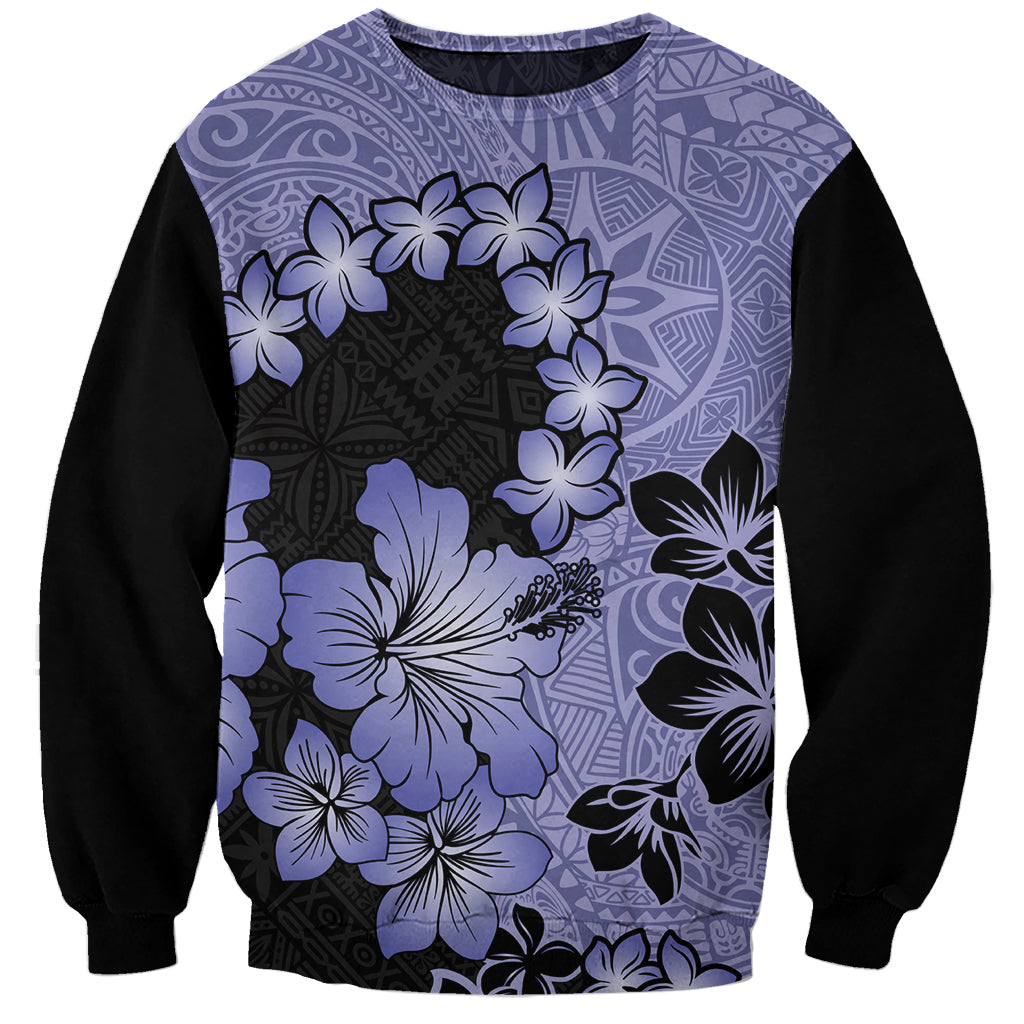 Purple Hawaii Sweatshirt Tapa Cloth Mix Tropical Flowers Pastel Vibes - Wonder Print Shop