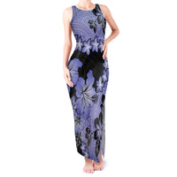 Purple Hawaii Tank Maxi Dress Tapa Cloth Mix Tropical Flowers Pastel Vibes - Wonder Print Shop