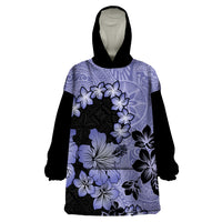 Purple Hawaii Wearable Blanket Hoodie Tapa Cloth Mix Tropical Flowers Pastel Vibes - Wonder Print Shop