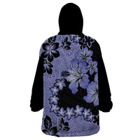 Purple Hawaii Wearable Blanket Hoodie Tapa Cloth Mix Tropical Flowers Pastel Vibes - Wonder Print Shop