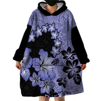 Purple Hawaii Wearable Blanket Hoodie Tapa Cloth Mix Tropical Flowers Pastel Vibes - Wonder Print Shop