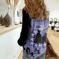 Purple Hawaii Women Casual Shirt Tapa Cloth Mix Tropical Flowers Pastel Vibes - Wonder Print Shop