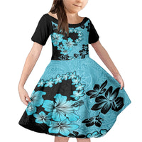 Blue Hawaii Family Matching Mermaid Dress and Hawaiian Shirt Tapa Cloth Mix Tropical Flowers Pastel Vibes - Wonder Print Shop