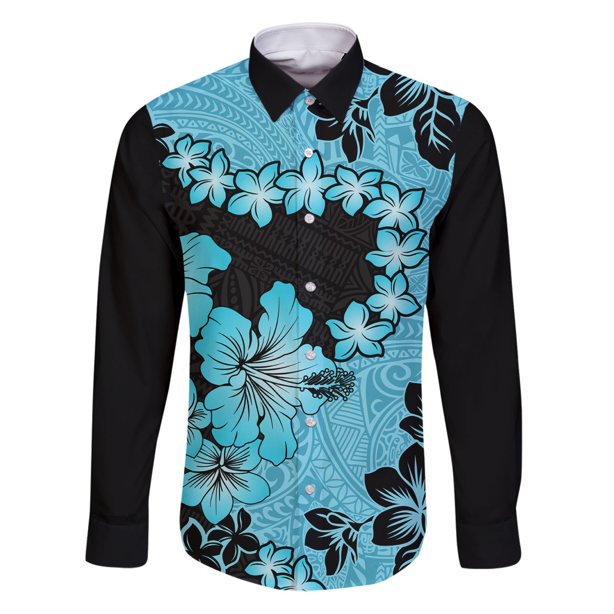 Blue Hawaii Family Matching Puletasi Dress and Hawaiian Shirt Tapa Cloth Mix Tropical Flowers Pastel Vibes - Wonder Print Shop