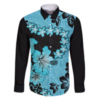 Blue Hawaii Family Matching Short Sleeve Bodycon Dress and Hawaiian Shirt Tapa Cloth Mix Tropical Flowers Pastel Vibes - Wonder Print Shop