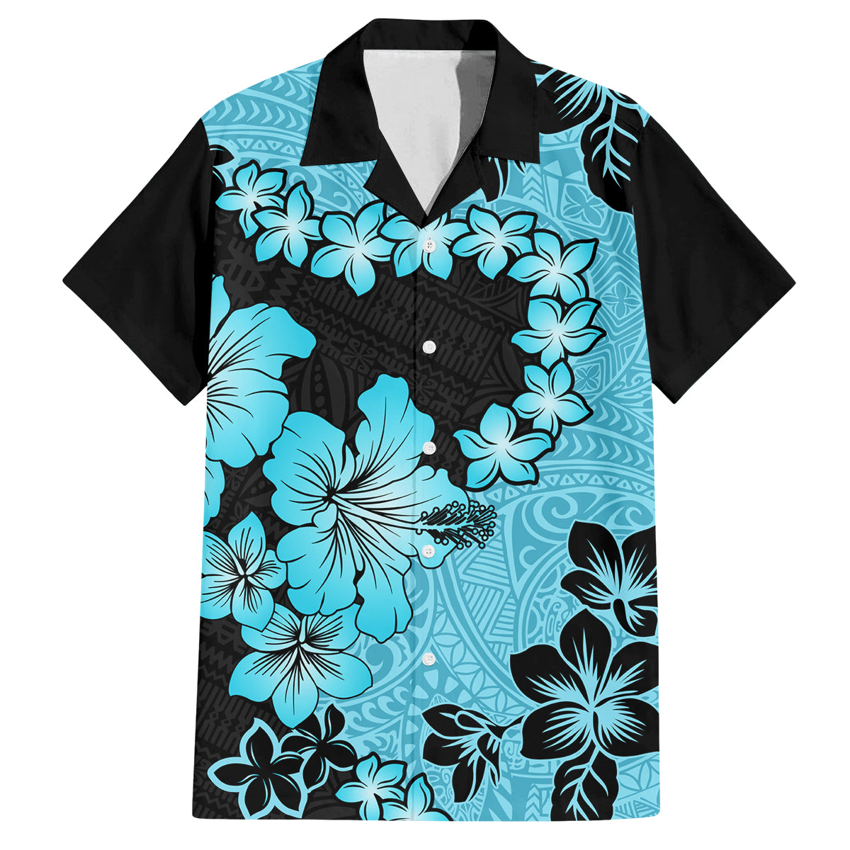 Blue Hawaii Family Matching Summer Maxi Dress and Hawaiian Shirt Tapa Cloth Mix Tropical Flowers Pastel Vibes - Wonder Print Shop