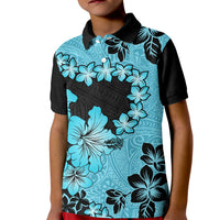 Blue Hawaii Kid Polo Shirt Tapa Cloth Mix Tropical Flowers Pastel Vibes - Wonder Print Shop