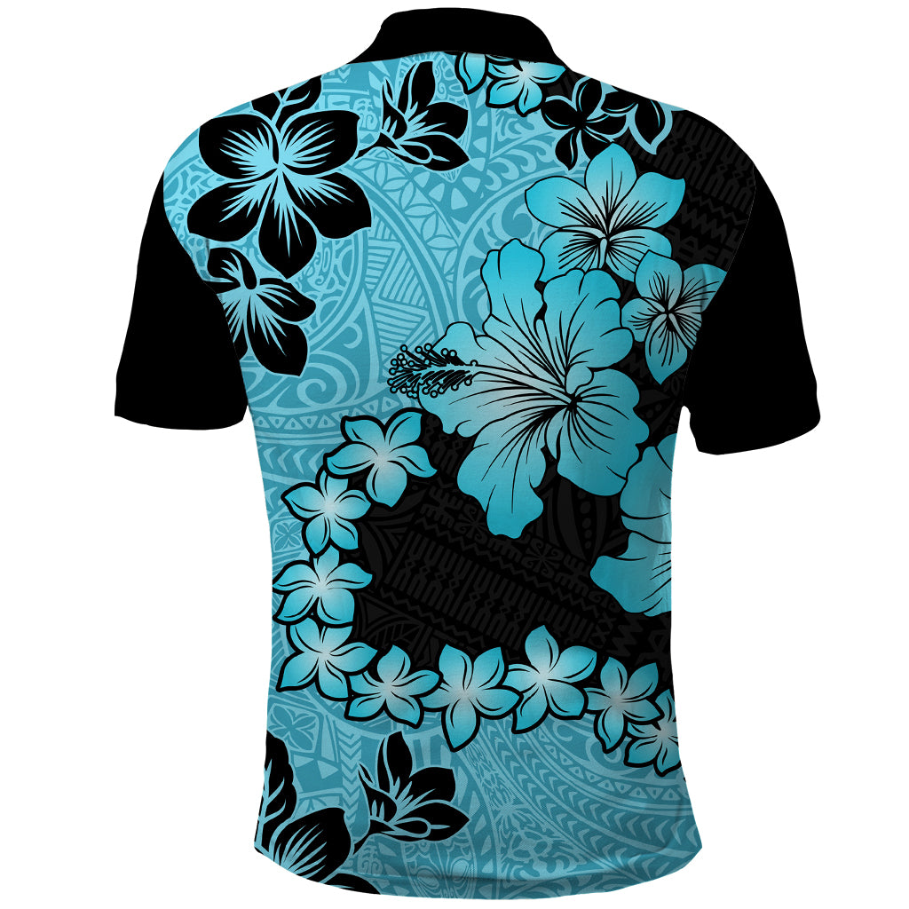 Blue Hawaii Polo Shirt Tapa Cloth Mix Tropical Flowers Pastel Vibes - Wonder Print Shop