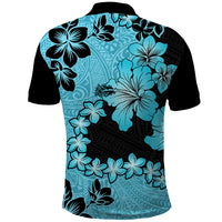 Blue Hawaii Polo Shirt Tapa Cloth Mix Tropical Flowers Pastel Vibes - Wonder Print Shop