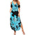 Blue Hawaii Summer Maxi Dress Tapa Cloth Mix Tropical Flowers Pastel Vibes - Wonder Print Shop