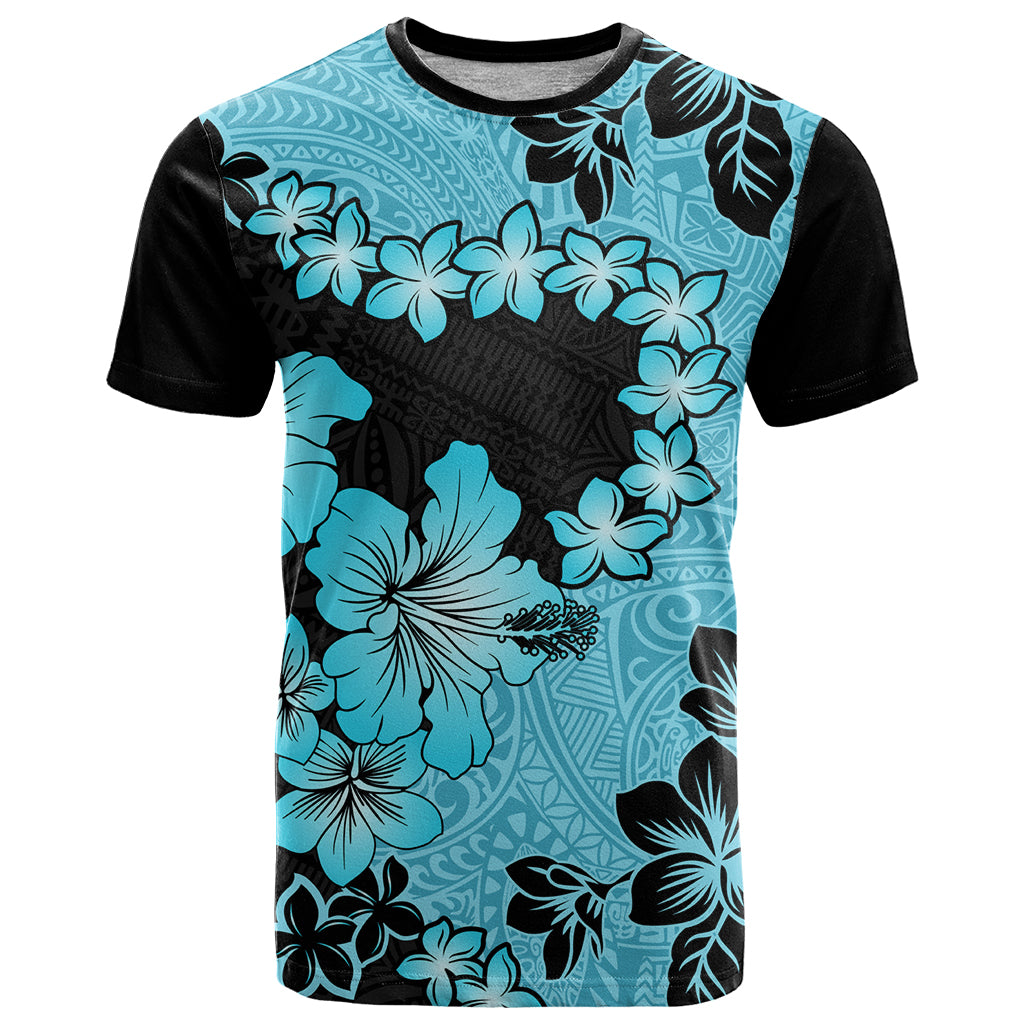 Blue Hawaii T Shirt Tapa Cloth Mix Tropical Flowers Pastel Vibes - Wonder Print Shop