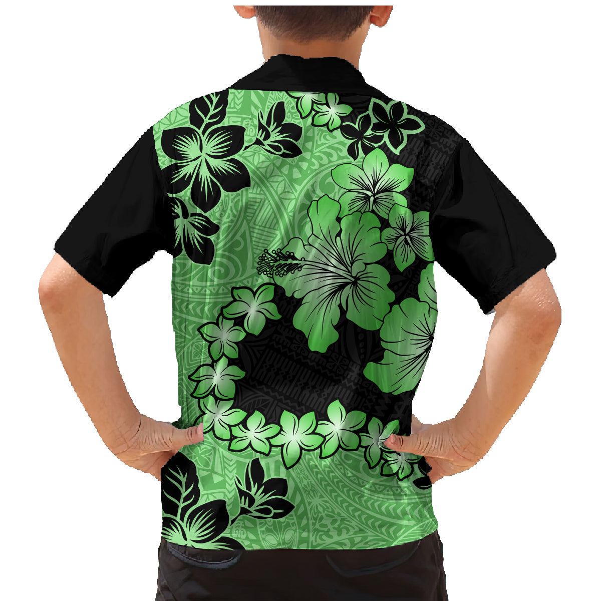 Green Hawaii Family Matching Mermaid Dress and Hawaiian Shirt Tapa Cloth Mix Tropical Flowers Pastel Vibes - Wonder Print Shop