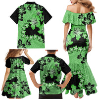 Green Hawaii Family Matching Mermaid Dress and Hawaiian Shirt Tapa Cloth Mix Tropical Flowers Pastel Vibes - Wonder Print Shop
