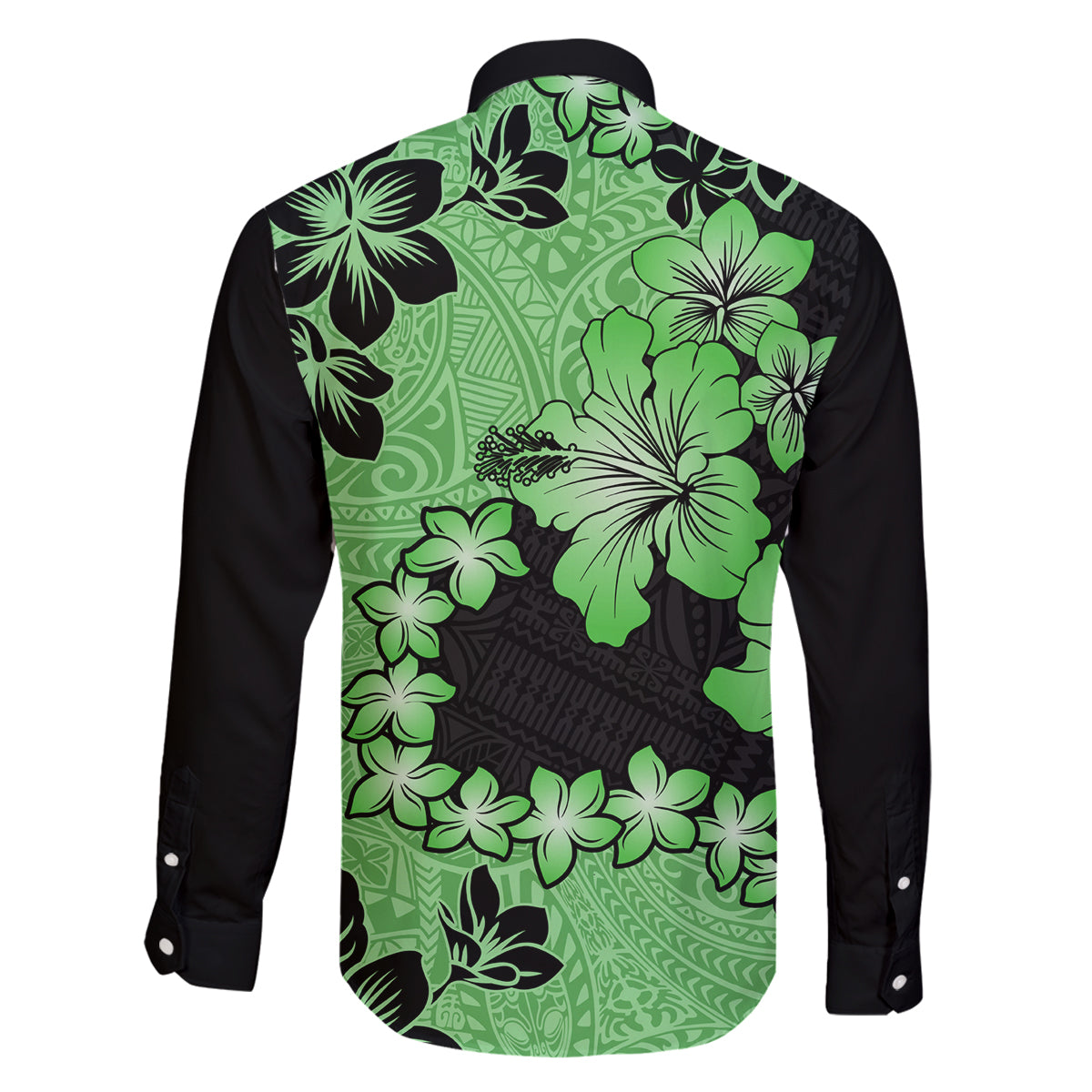 Green Hawaii Family Matching Off Shoulder Short Dress and Hawaiian Shirt Tapa Cloth Mix Tropical Flowers Pastel Vibes - Wonder Print Shop