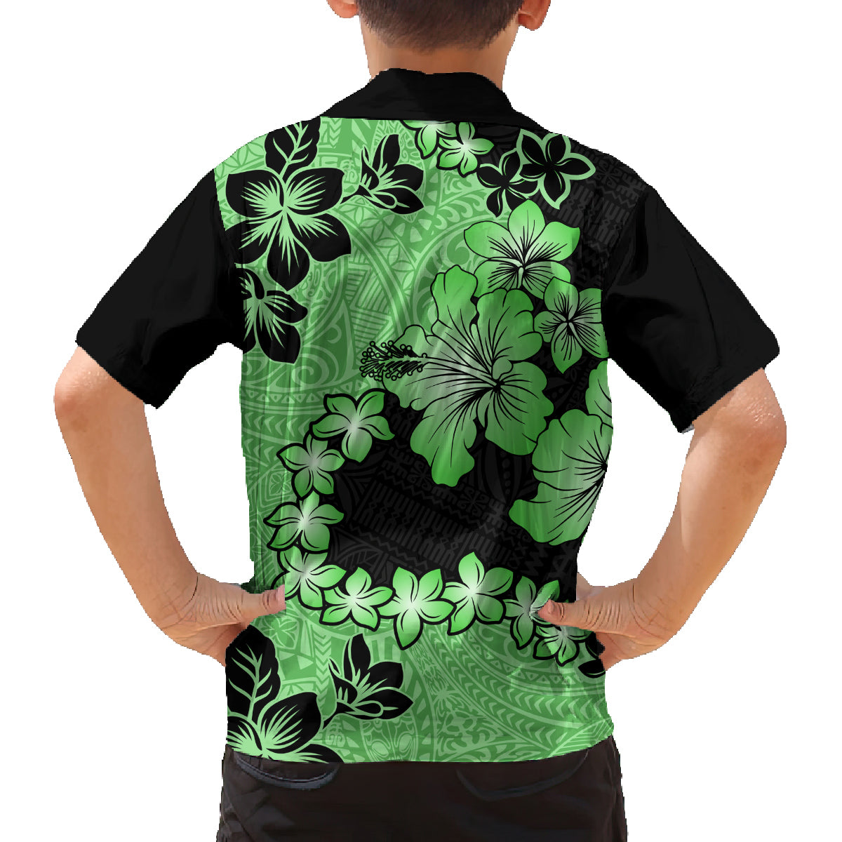 Green Hawaii Family Matching Tank Maxi Dress and Hawaiian Shirt Tapa Cloth Mix Tropical Flowers Pastel Vibes - Wonder Print Shop