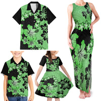 Green Hawaii Family Matching Tank Maxi Dress and Hawaiian Shirt Tapa Cloth Mix Tropical Flowers Pastel Vibes - Wonder Print Shop