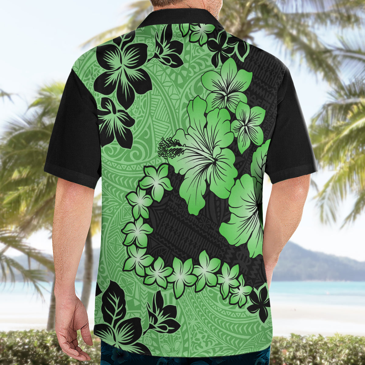 Green Hawaii Hawaiian Shirt Tapa Cloth Mix Tropical Flowers Pastel Vibes - Wonder Print Shop