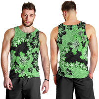 Green Hawaii Men Tank Top Tapa Cloth Mix Tropical Flowers Pastel Vibes - Wonder Print Shop