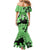 Green Hawaii Mermaid Dress Tapa Cloth Mix Tropical Flowers Pastel Vibes - Wonder Print Shop