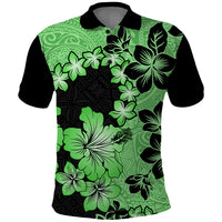 Green Hawaii Polo Shirt Tapa Cloth Mix Tropical Flowers Pastel Vibes - Wonder Print Shop