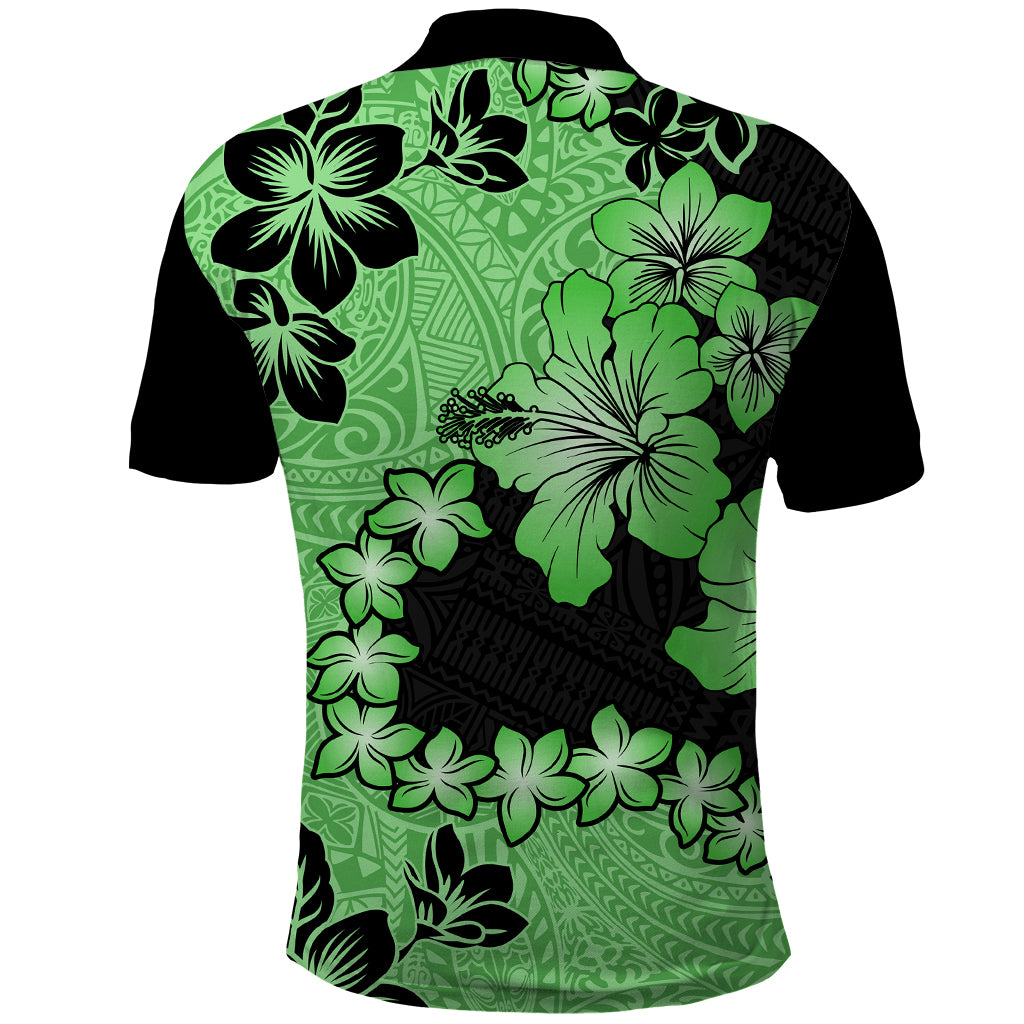 Green Hawaii Polo Shirt Tapa Cloth Mix Tropical Flowers Pastel Vibes - Wonder Print Shop