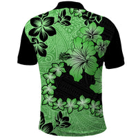 Green Hawaii Polo Shirt Tapa Cloth Mix Tropical Flowers Pastel Vibes - Wonder Print Shop