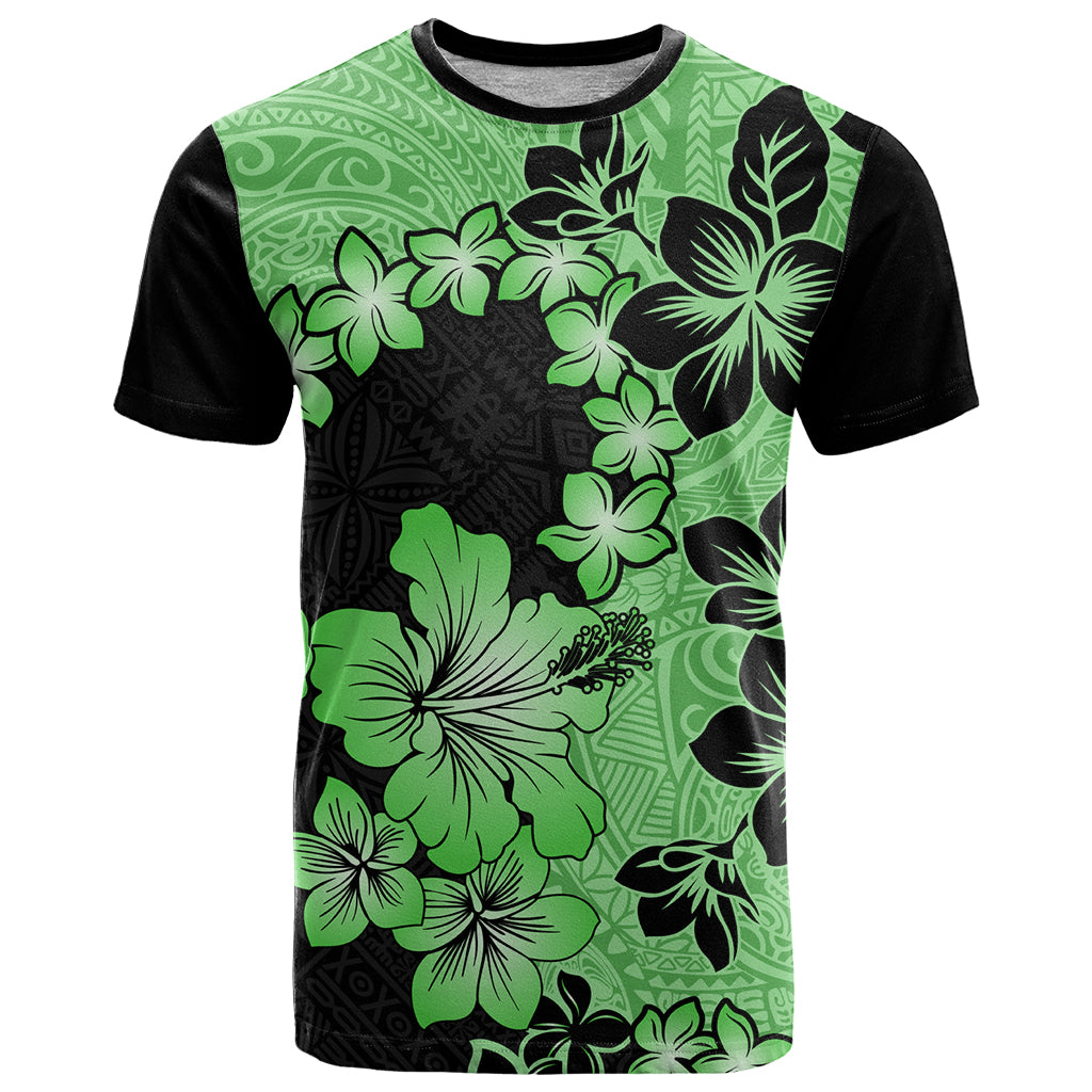 Green Hawaii T Shirt Tapa Cloth Mix Tropical Flowers Pastel Vibes - Wonder Print Shop