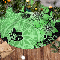 Green Hawaii Tree Skirt Tapa Cloth Mix Tropical Flowers Pastel Vibes - Wonder Print Shop