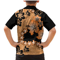 Orange Hawaii Family Matching Mermaid Dress and Hawaiian Shirt Tapa Cloth Mix Tropical Flowers Pastel Vibes - Wonder Print Shop