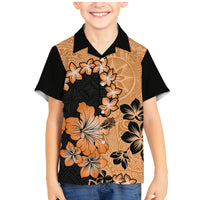 Orange Hawaii Family Matching Mermaid Dress and Hawaiian Shirt Tapa Cloth Mix Tropical Flowers Pastel Vibes - Wonder Print Shop