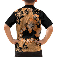 Orange Hawaii Family Matching Off Shoulder Long Sleeve Dress and Hawaiian Shirt Tapa Cloth Mix Tropical Flowers Pastel Vibes - Wonder Print Shop