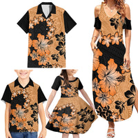 Orange Hawaii Family Matching Summer Maxi Dress and Hawaiian Shirt Tapa Cloth Mix Tropical Flowers Pastel Vibes - Wonder Print Shop