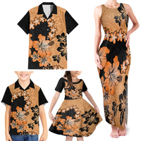 Orange Hawaii Family Matching Tank Maxi Dress and Hawaiian Shirt Tapa Cloth Mix Tropical Flowers Pastel Vibes - Wonder Print Shop
