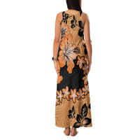 Orange Hawaii Family Matching Tank Maxi Dress and Hawaiian Shirt Tapa Cloth Mix Tropical Flowers Pastel Vibes - Wonder Print Shop