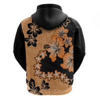 Orange Hawaii Hoodie Tapa Cloth Mix Tropical Flowers Pastel Vibes - Wonder Print Shop