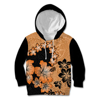 Orange Hawaii Kid Hoodie Tapa Cloth Mix Tropical Flowers Pastel Vibes - Wonder Print Shop